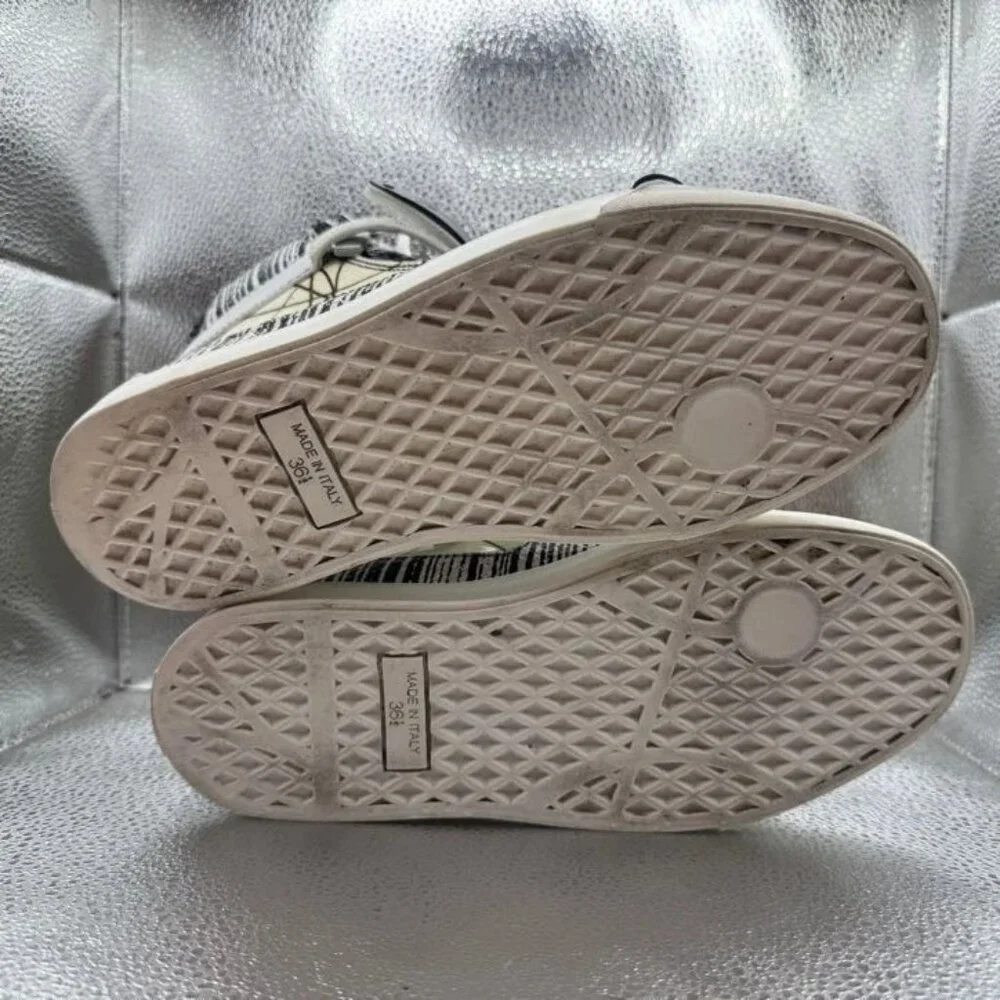 Size EU 36 Giuseppe Zanotti Mens White Black High Top Back Zip Sneakers‎